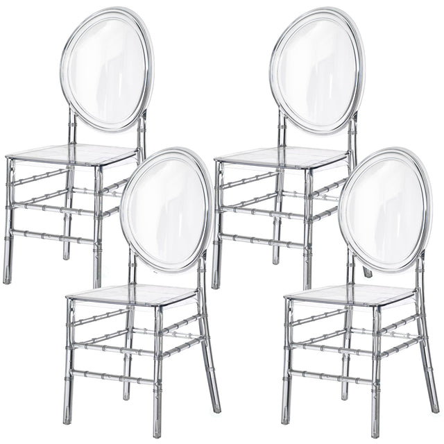 Modern Acrylic Crystal Ice Chair, Florence Dining Chair, Stackable Transparent Seating for Events and Weddings, Set of 4 - LEHADAR