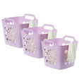 Flexible Plastic Carry Laundry Basket Holder Square Storage Hamper with Side Handles, Purple Set of 3 - LEHADAR