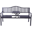Outdoor Powder Coated Steel Park Bench, Garden Bench with Pop Up Middle Table, Lawn Decor Seating Bench for Yard, Patio, Garden, Balcony, and Deck - LEHADAR