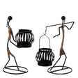 Wire Figure Candle Holder Decorative Modern Tea Light Lantern Tabletop Centerpiece Candle Stand, Set of 2 - LEHADAR