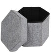 Medium Decorative Grey Foldable Hexagon Ottoman for Living Room, Bedroom, Dining, Playroom or Office - LEHADAR