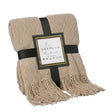 Decorative Knit Throw Blanket 50x60 in, Boasting a Durable Diamond Pattern Design and Elegant Fringe Edges - Khaki, Lightweight, Breathable, Easy Care, Versatile, All-Season, Ideal for Lounging, Gift - LEHADAR