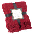 Decorative Chevron Pattern Knit Throw Blanket, 50x60 in, Made with Premium Yarns, Finished with Chic Fringe Details - Red, Lightweight, Breathable, Easy Care - LEHADAR