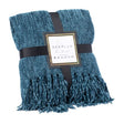 Decorative Chenille Throw Blanket, 50x60 in, Boasting Soft and Plush Yarn and Delicate Fringe Details - Navy, Lightweight, Breathable, Easy Care, Versatile, All-Season, Ideal for Lounging, Gifting - LEHADAR