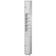72 Inches Narrow, Tall and Space Saving Multi-Purpose Freestanding White Linen Tower - Ideal as Bathroom Organizer, Toilet Paper Cabinet and Kitchen Cabinet - LEHADAR