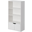 47 Inches Multi Purpose White 3 Tier Open Book Shelf and Bookcases with 2 Doors Storage Cabinet and 1 Adjustable Shelf - Ideal for Home Office, Living Room, Classroom, Study Room - LEHADAR