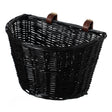 Black Wicker Front Cargo Bike Basket - Perfect for Riders of All Ages and Genders - for Beach Cruiser, Stationary Bike, E-bike, or Road Bike with Stylish Faux Leather Straps - LEHADAR