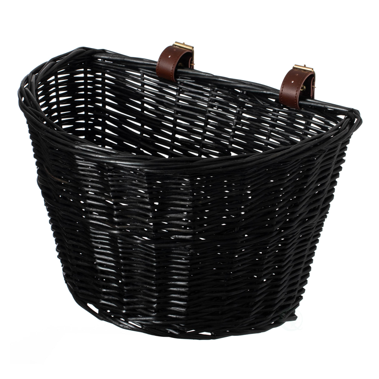 Black Wicker Front Cargo Bike Basket - Perfect for Riders of All Ages and Genders - for Beach Cruiser, Stationary Bike, E-bike, or Road Bike with Stylish Faux Leather Straps - LEHADAR