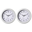 Set of 2 13.75 Inch Plastic White Round Silent, Non-Ticking Battery Operated Simple Modern Analog Wall Clock. Perfect for Office, Classroom, Living Room, Dining Room, Bed Room and Kitchen Wall Decor. - LEHADAR