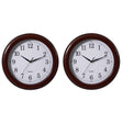 Set of 2 13.75 Inch Plastic Brown Round Silent, Non-Ticking Battery Operated Simple Modern Analog Wall Clock. Perfect for Office, Classroom, Living Room, Dining Room, Bed Room and Kitchen Wall Decor. - LEHADAR