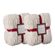 Set of 2 Luxurious 50 in. x 60 in. Rached Faux Fur Cozy Throw Blanket - Decorative Plush Blanket for Sofa and Bed, Soft and Comfortable Home Accent, Warm Winter Blanket, White - LEHADAR
