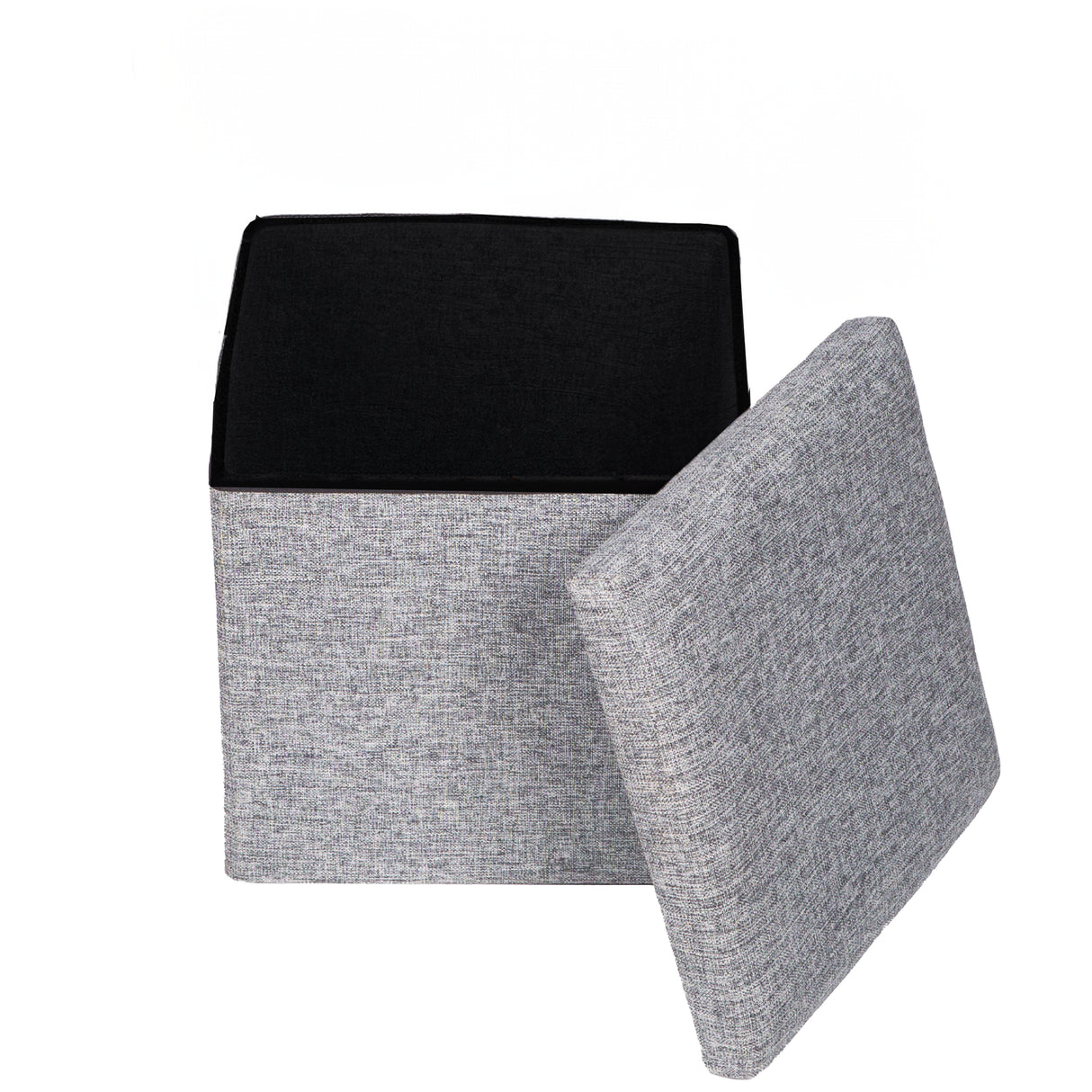 Medium Decorative Grey Foldable Cube Ottoman Stools for Living Room, Bedroom, Dining, Playroom or Office - LEHADAR