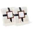 Set of 2 Decorative Zigzag Stripe Pattern Knit Throw Blanket, 50x60 in, Complete with Delicate Fringe Details - Cream, Lightweight, Breathable, Easy Care, Versatile, All-Season, Ideal for Lounging, Gifting - LEHADAR