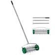 Durable Rolling Spike Lawn Aerator with Sturdy Steel Handle and Sharp Metal Tines to Promote Thick, Deep, and Healthy Grass Growth - LEHADAR