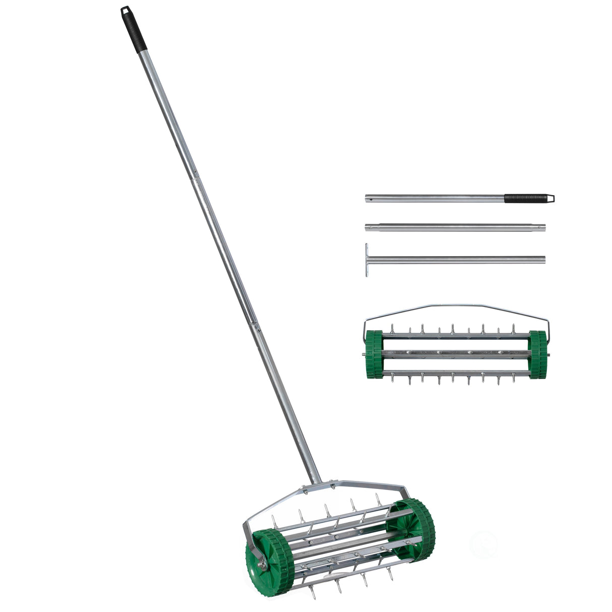 Durable Rolling Spike Lawn Aerator with Sturdy Steel Handle and Sharp Metal Tines to Promote Thick, Deep, and Healthy Grass Growth - LEHADAR