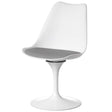 Mid-Century Modern White Tulip Side Chair with Grey Cushioned Seat - Stylish and Comfortable Polypropylene Swivel Accent Chair for Home Office, Living Room or Kitchen Bar - LEHADAR