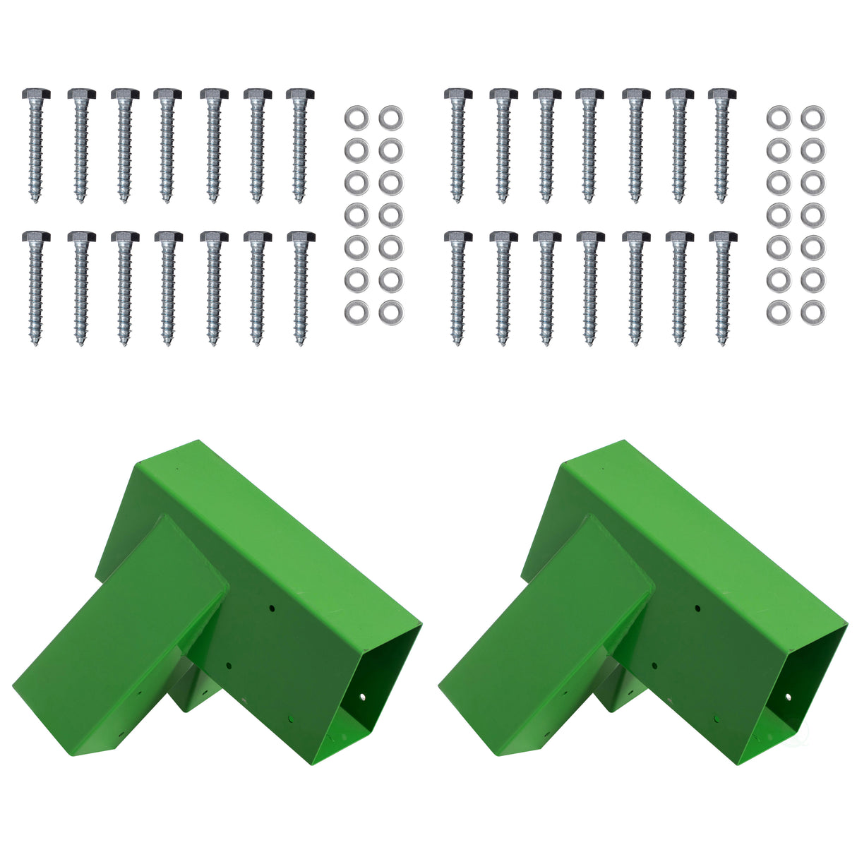 Set of 2 Heavy-Duty Durable and Rust Resistant Steel A-Frame End Swing Brackets for Backyard Playground Set Wooden Swing - Includes Mounting Hardware for Easy DIY Installation, Green - LEHADAR