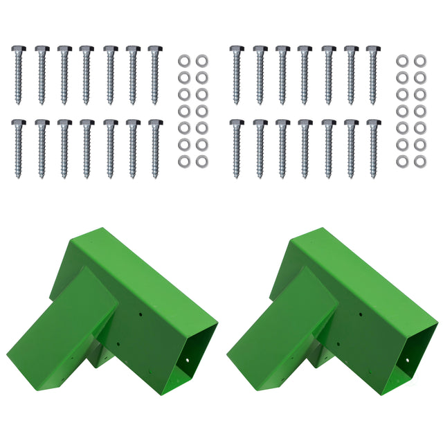 Set of 2 Heavy-Duty Durable and Rust Resistant Steel A-Frame End Swing Brackets for Backyard Playground Set Wooden Swing - Includes Mounting Hardware for Easy DIY Installation, Green - LEHADAR