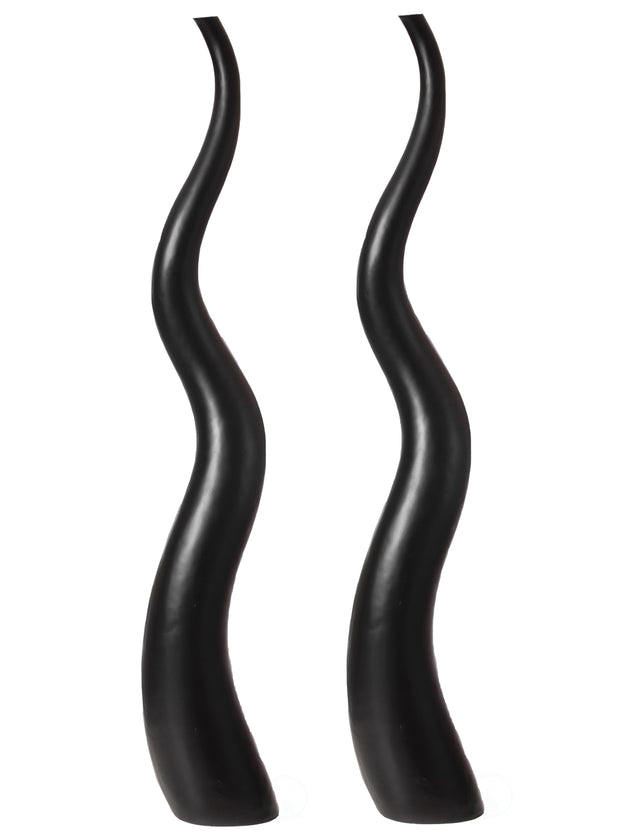 Set of 2 62" Tall Ceramic Black Animal Horn Floor Vase Elegant for Entryway Dining Living Room Decor Statement Piece with Distinctive Antler-Inspired Design Blending Contemporary Elegance and Nature-Inspired - LEHADAR