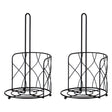 Freestanding Black Iron Towel Paper Holder Stand Roll Dispenser with Frame for Kitchen, Set of 2 - LEHADAR