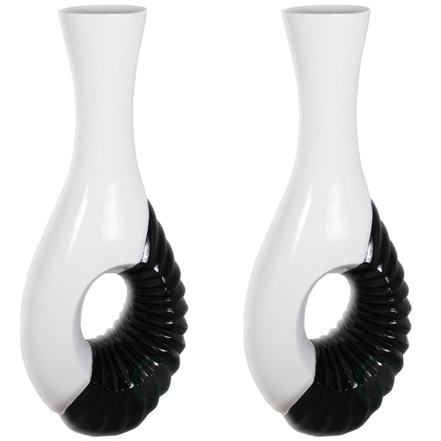 Set of 2 Modern Black and White Large Floor Vase - 43 Inch Tall, Contemporary Home Decor, Elegant Room Accent, Statement Piece, Sleek Floor Decoration, Fill with Dried Branches or Flowers - LEHADAR