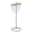 Large Modern Silver 9 Branch Lighting Thin Pipe Hanukkah Menorah, Metal-Aluminum - LEHADAR