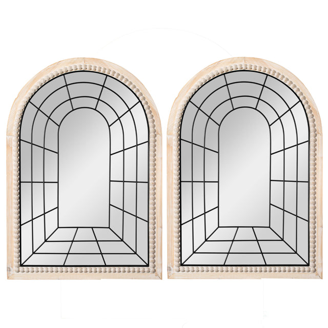Set of 2 Arched Large 39.37 x 27.56 in Window Metal Mirror, Windowpane Shaped Decoration Farmhouse Big Wall Mounted Mirrors Boho Decor for Home Living Room Fireplace Entryway Bedroom Bathroom Vanity - LEHADAR
