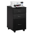 Black 26-Inch Mobile File Organizer Cabinet with 3 Drawers and Rolling Casters - Perfect for Home Office and Workspace - Fits Under Desk for Convenient Storage of Letters and Documents - LEHADAR