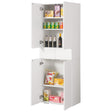 66-Inch Multi-Functional White Finish Kitchen Pantry Cabinet with 4 Doors, 3 Adjustable Shelves, 2 Cabinets with 1 Drawer ‰ÛÒ Elegant Freestanding Farmhouse Storage for Kitchen, Dining and Living Room - LEHADAR