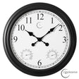 24-inch Large Outdoor Wall Clock Thermometer Combo, Waterproof Hygrometer Silent Battery-Operated Clocks Timepiece Garden Weather Master Station for Home Indoor or Patio Black with Decorative Frame - LEHADAR