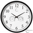 18-inch Large Outdoor Wall Clock Thermometer Combo, Waterproof Hygrometer Silent Battery Operated Clocks Timepiece Garden Weather Master Station for Home Indoor or Patio Pool Photography Props Black - LEHADAR
