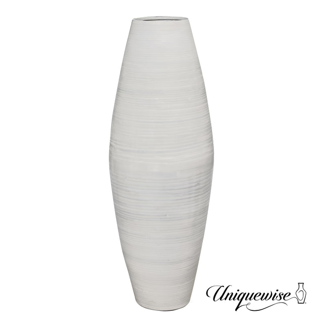 Bamboo Cylinder Floor Vase - Handcrafted Tall Decorative Vase - Ideal for Dining Room, Living Room, 27.5 Inch White - LEHADAR