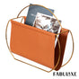 Gold Metal and Brown Leather Modern Decorative Freestanding Magazine Book Rack Storage Holder - LEHADAR