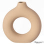 5-Inch Decorative Small Hollow Ceramic Donut Table Vase - Handmade, Minimalist Boho Style, Perfect for Modern Home Decor in Living Room, Home Office, Bedroom, Dining Room and Entryway Console Table - LEHADAR