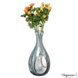 Uniquewise 16-Inch Multitone Glass Table Vase in Blue Hue - Minimalist, Decorative Boho Vase with Rustic Farmhouse Style, Home Decor - Living Room, Bedroom Table, Kitchen Shelf, or Office Desk Decor - LEHADAR