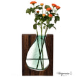 12-Inch Wood and Glass Inlay Vase - Merging the Natural Warmth and Texture of Wood with the Elegance and Color of Glass, Perfect for Enhancing Home Decor, Office Desk, Kitchen Table or Living Room - LEHADAR