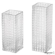 Set of 2 Square Frosted Clear Glass Table Vase - A Timeless Centerpiece for Dining Tables, Living Rooms, Bedrooms, Hotel Reception Areas and Conference Rooms, Ideal for Weddings and Special Occassions - LEHADAR