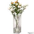 12-Inch Square Frosted Clear Glass Table Vase - A Timeless Centerpiece for Dining Tables, Living Rooms, Bedrooms, Hotel Reception Areas and Conference Rooms, Ideal for Weddings and Special Occassions - LEHADAR