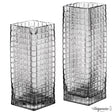 Set of 10 and 12-Inch Square Frosted Gray Glass Table Vases - A Timeless Centerpiece for Dining Tables, Living Rooms, Bedrooms, Hotel Reception Areas and Conference Rooms, Ideal for Wedding Decor - LEHADAR