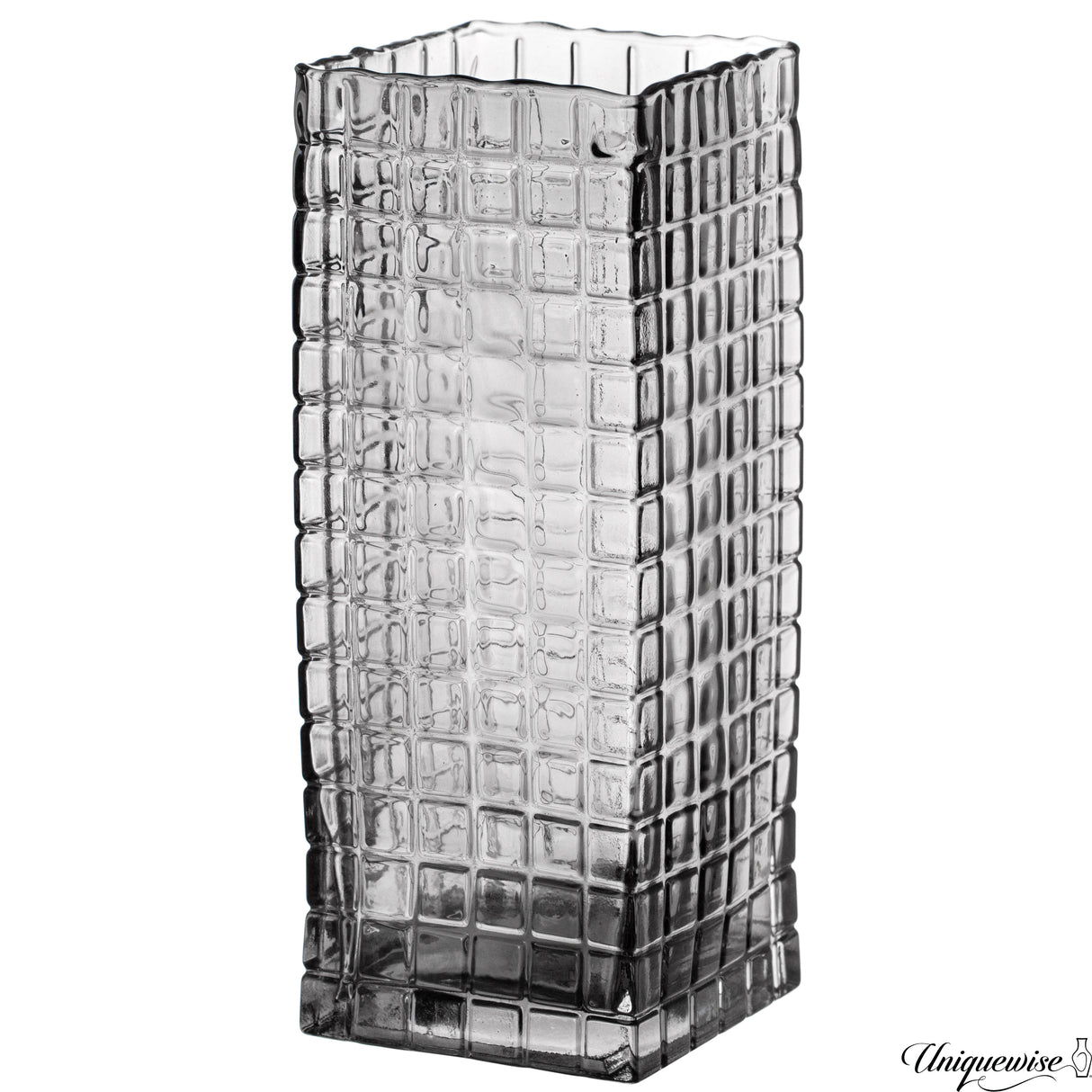 10-Inch Square Frosted Gray Glass Table Vase - A Timeless Centerpiece for Dining Tables, Living Rooms, Bedrooms, Hotel Reception Areas and Conference Rooms, Ideal for Weddings and Special Occassions - LEHADAR