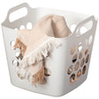Flexible Plastic Laundry Basket - Square Storage Hamper with Side Handles for Easy Carrying - Versatile Organizer for Laundry, and Household Storage, 28 Litter White - LEHADAR