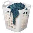 Flexible Plastic Laundry Basket - Square Storage Hamper with Side Handles for Easy Carrying - Versatile Organizer for Laundry, and Household Storage, White 50 Litter - LEHADAR