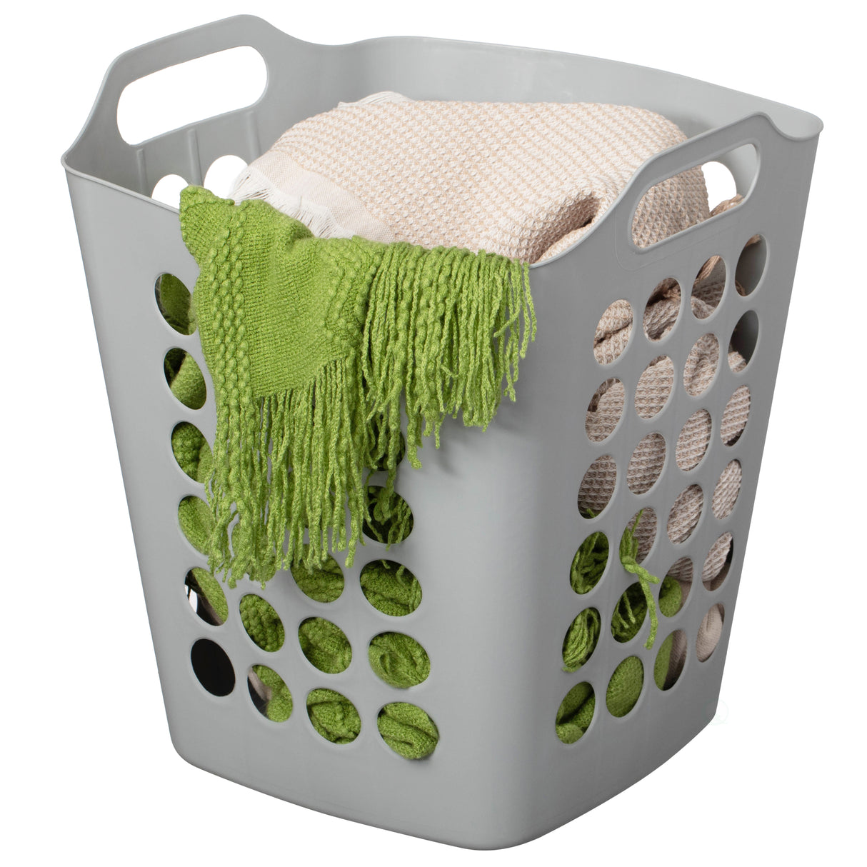 Flexible Plastic Laundry Basket - Square Storage Hamper with Side Handles for Easy Carrying - Versatile Organizer for Laundry, and Household Storage, Gray 50 Litter - LEHADAR