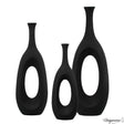 Set of 3 Frosted Black Fiberglass Tall Floor Vase - Decorative Vase for Modern Home Decor, Perfect for Living Room, Home Office, Bedroom, Kitchen, Coffee Bar, Farmhouse Decor, and Wedding Centerpieces - LEHADAR
