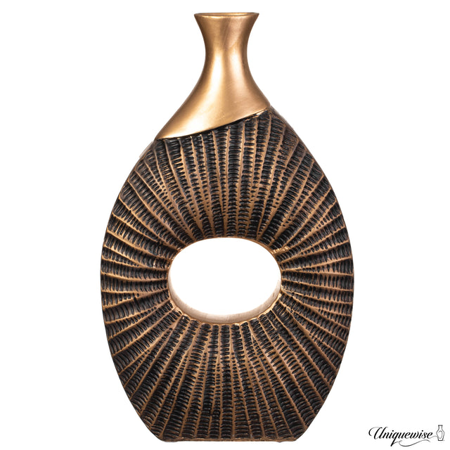 19-Inch Black and Gold Farmhouse Vase - Decorative Piece for Boho Kitchen, Bedroom Table, Home Office, Living Room or Shelf Decor - Large Vase for Console, Coffee Table, and Entryway Centerpieces - LEHADAR