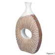 19-Inch White and Gold Farmhouse Vase - Decorative Piece for Boho Kitchen, Bedroom Table, Home Office, Living Room or Shelf Decor - Large Vase for Console, Coffee Table, and Entryway Centerpieces - LEHADAR