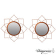 Pack of 2 Decorative 12.25-inch Flower Shape Rose Gold Metal Frame Mirror - Perfect for Living Room, Bedroom, Bathroom Vanity, Entryway, or Hallway, Adding Elegance and Charm to Your Space - LEHADAR