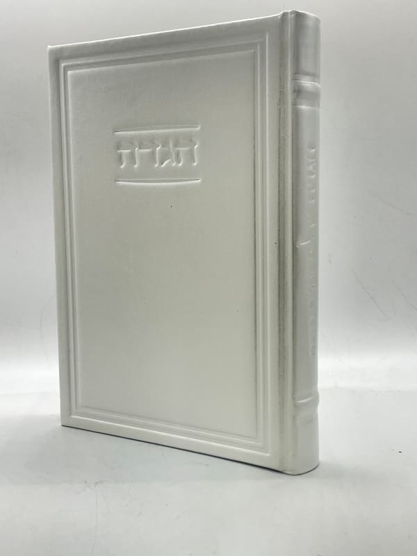 Antique Leather Haggadah Mesivta-Modern Design, White