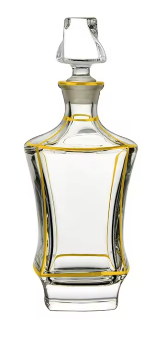 Glass Wine Decanter with Gold Design 29 oz.