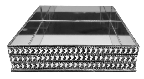 Flat Napkin Holder Mirror with Crystals 7.5" - LEHADAR